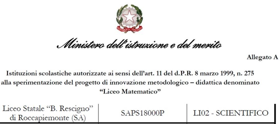 Il nostro Liceo ammesso alla sperimentazione nazionale del Liceo Matematico!